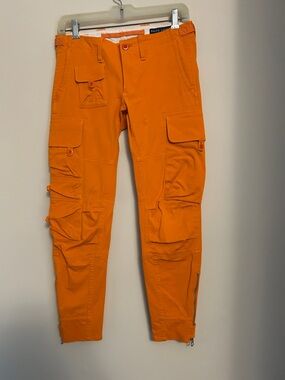 Ralph Lauren Low Rise Orange Cargo Pants with Multiple Patch Pockets size 
6